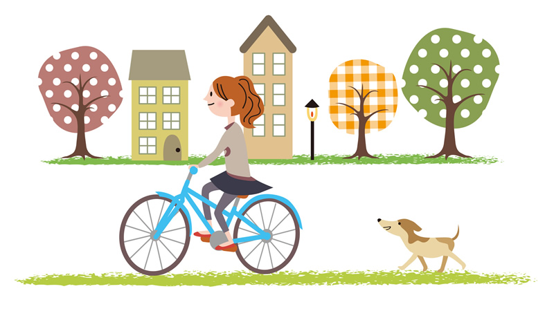 犬の散歩はズルして自転車で